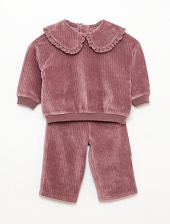 Conjunto sweat + calças em veludo cotelê