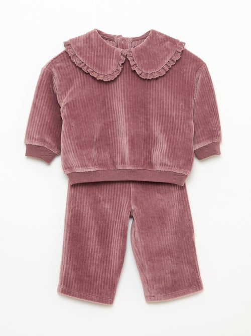 Conjunto sweat + calças em veludo cotelê - Kiabi