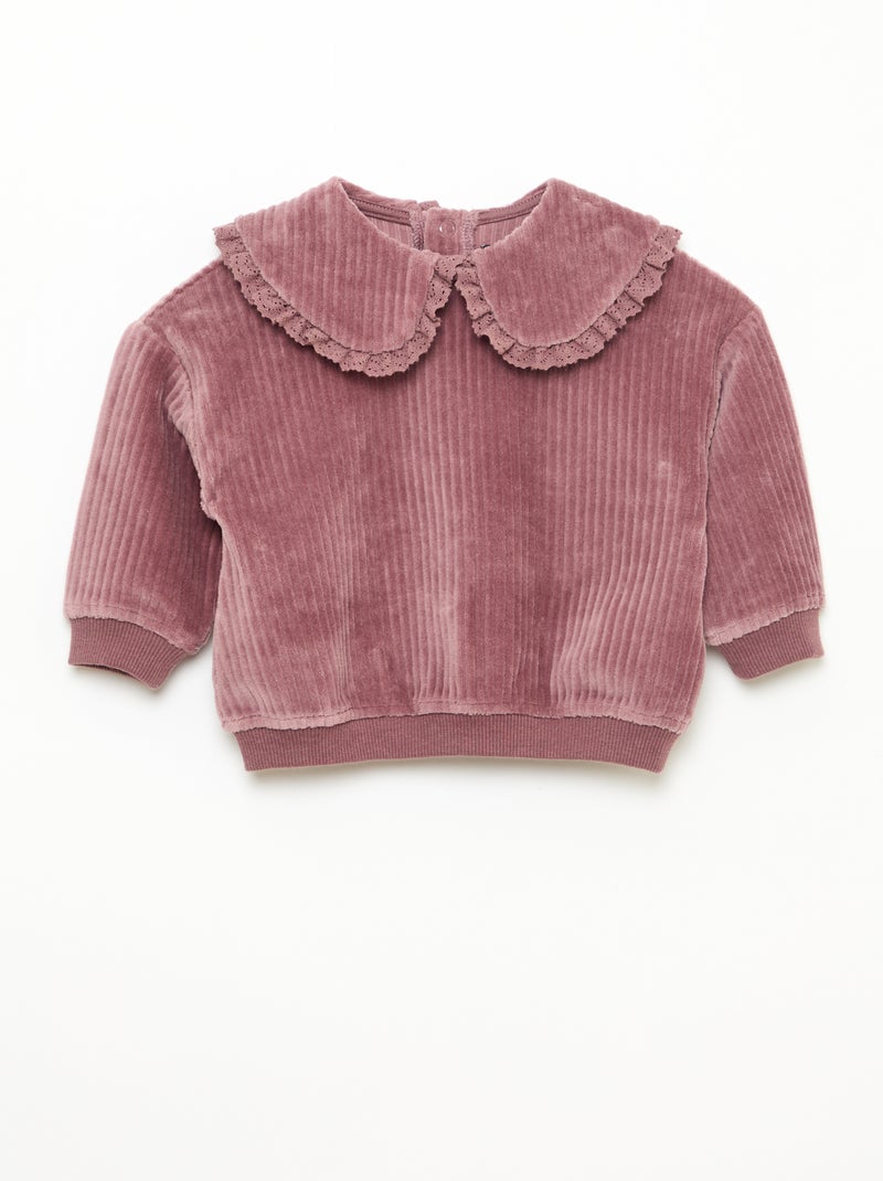 Conjunto sweat + calças em veludo cotelê Violeta - Kiabi