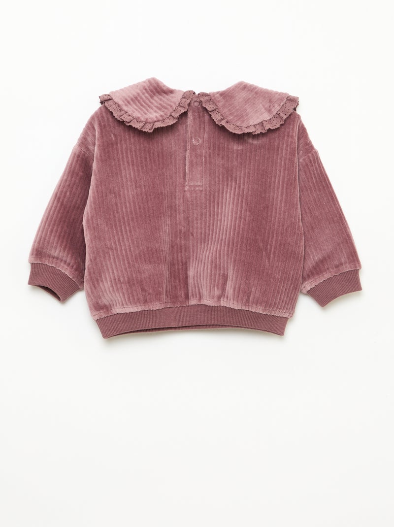 Conjunto sweat + calças em veludo cotelê Violeta - Kiabi