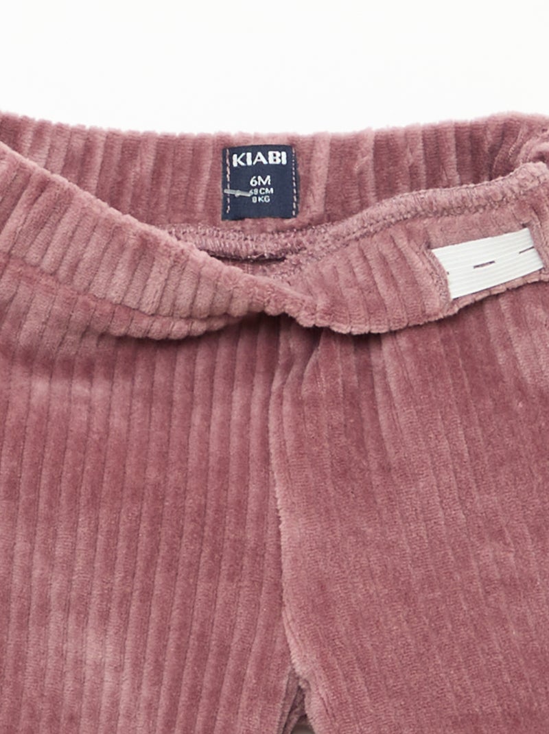 Conjunto sweat + calças em veludo cotelê Violeta - Kiabi