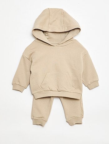 Conjunto sweat com capuz + calças de jogging monocromáticas - 2 peças