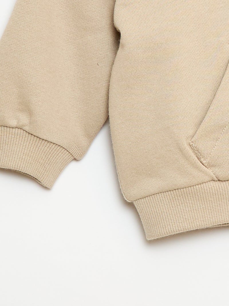 Conjunto sweat com capuz + calças de jogging monocromáticas - 2 peças Bege - Kiabi