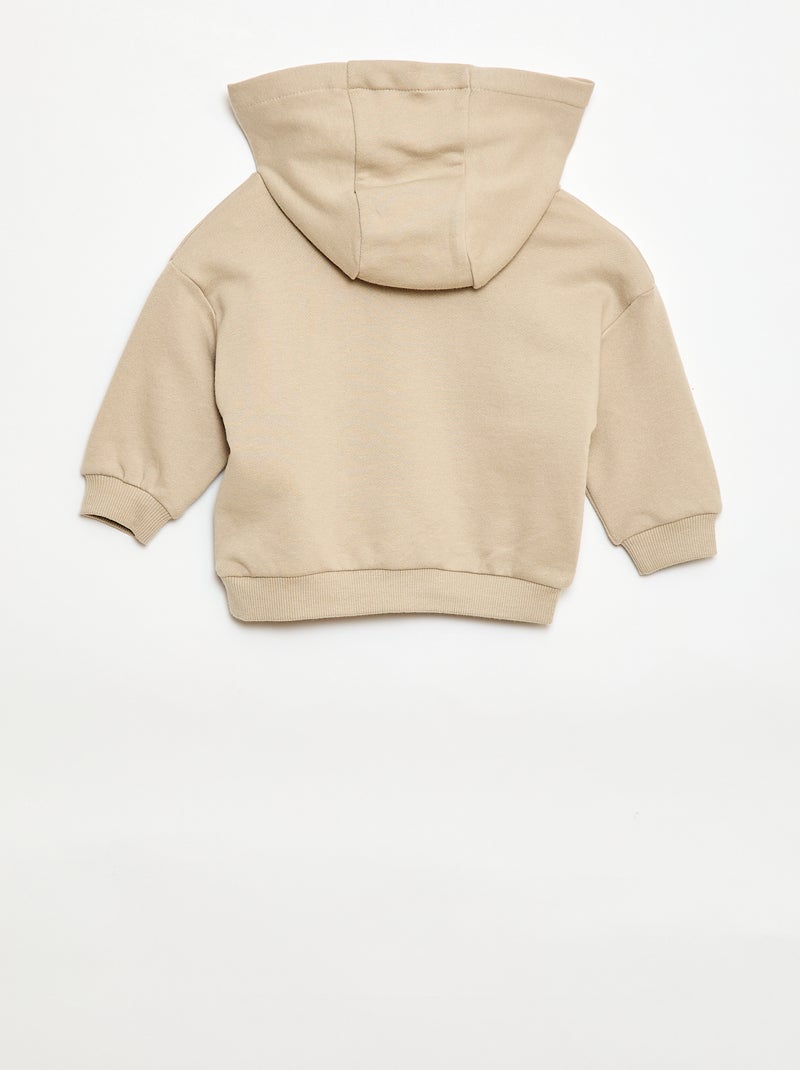 Conjunto sweat com capuz + calças de jogging monocromáticas - 2 peças Bege - Kiabi