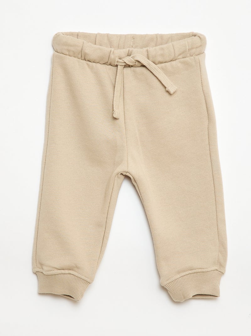 Conjunto sweat com capuz + calças de jogging monocromáticas - 2 peças Bege - Kiabi