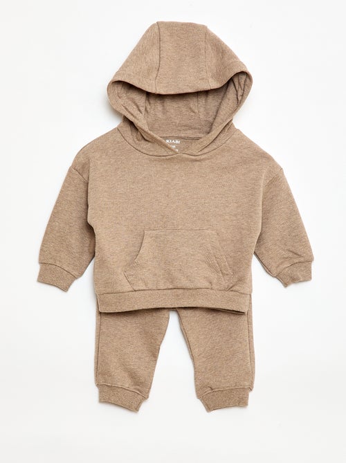 Conjunto sweat com capuz + calças de jogging monocromáticas - 2 peças - Kiabi