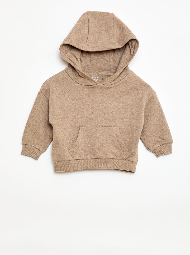 Conjunto sweat com capuz + calças de jogging monocromáticas - 2 peças Bege - Kiabi