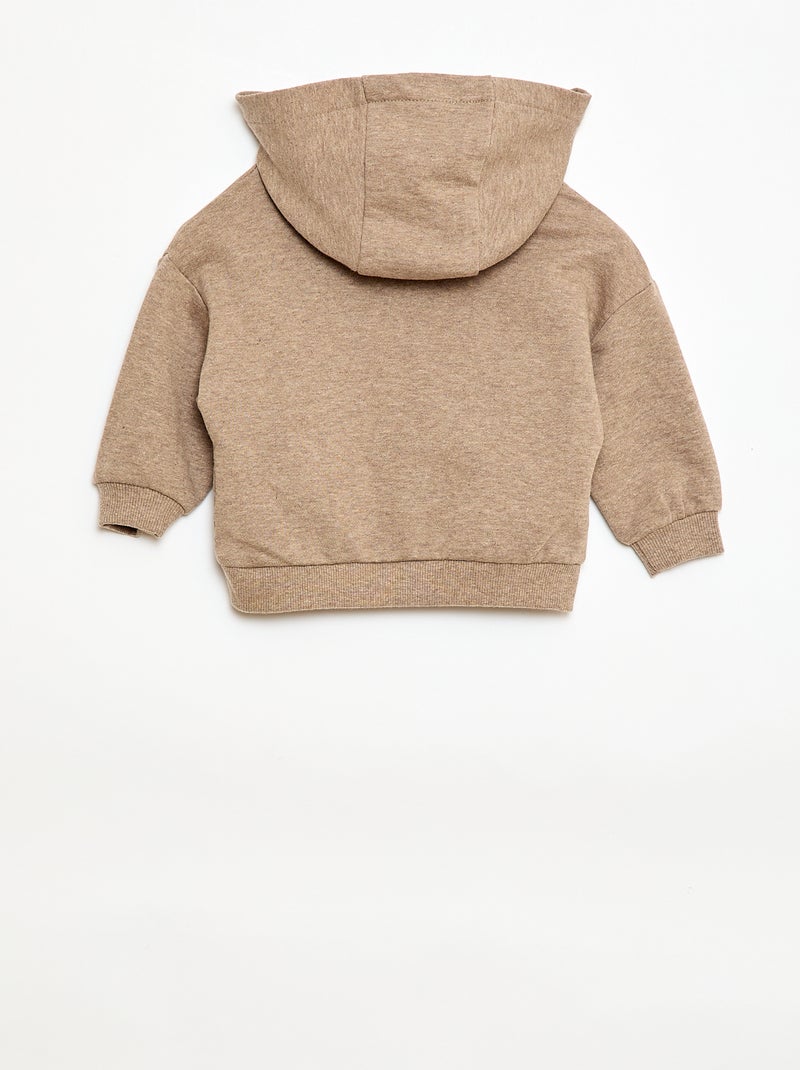 Conjunto sweat com capuz + calças de jogging monocromáticas - 2 peças Bege - Kiabi