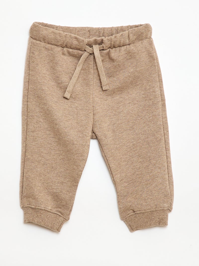 Conjunto sweat com capuz + calças de jogging monocromáticas - 2 peças Bege - Kiabi