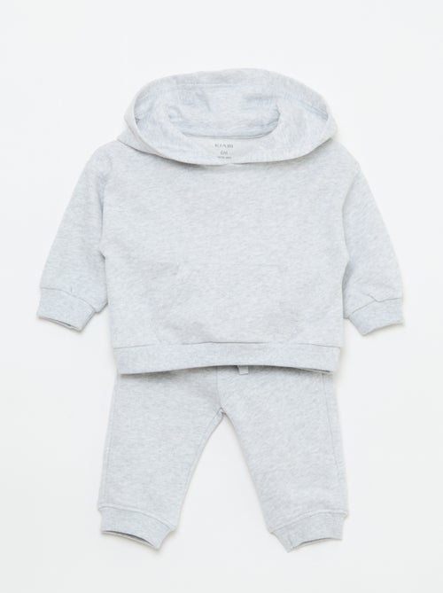 Conjunto sweat com capuz + calças de jogging monocromáticas - 2 peças - Kiabi