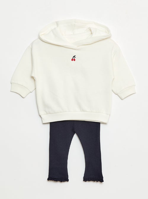 Conjunto sweat com capuz + leggings em malha - Kiabi