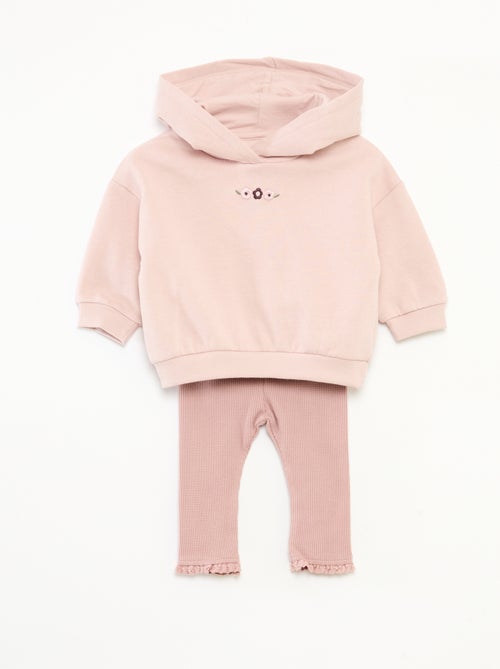 Conjunto sweat com capuz + leggings em malha - Kiabi