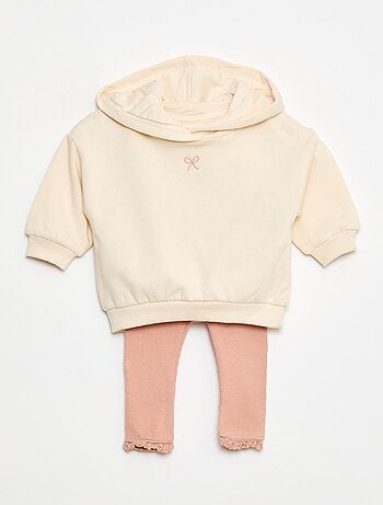 Conjunto sweat com capuz + leggings em malha