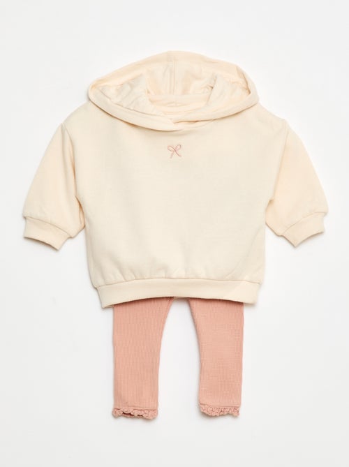 Conjunto sweat com capuz + leggings em malha - Kiabi