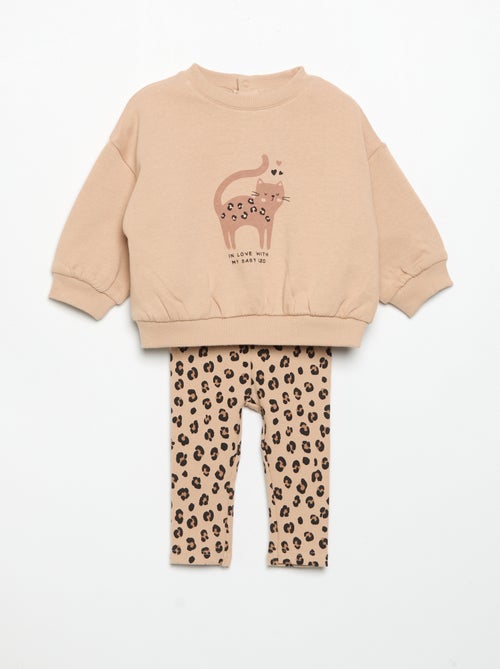 Conjunto sweat estampado + legging - Kiabi
