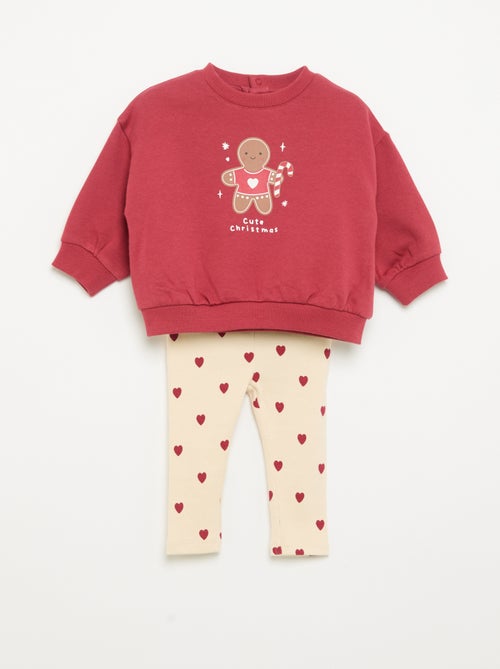 Conjunto sweat estampado + legging - Kiabi