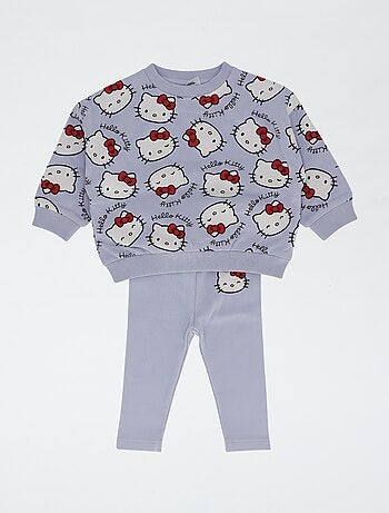 Conjunto sweat + legging 'Hello Kitty' em algodão