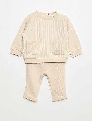 Conjunto sweat + leggings canelados - 2 peças