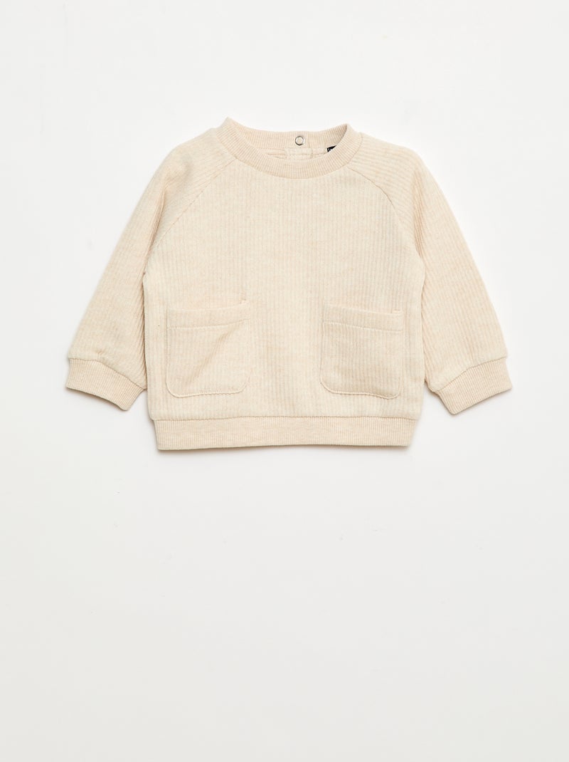 Conjunto sweat + leggings canelados - 2 peças Bege - Kiabi