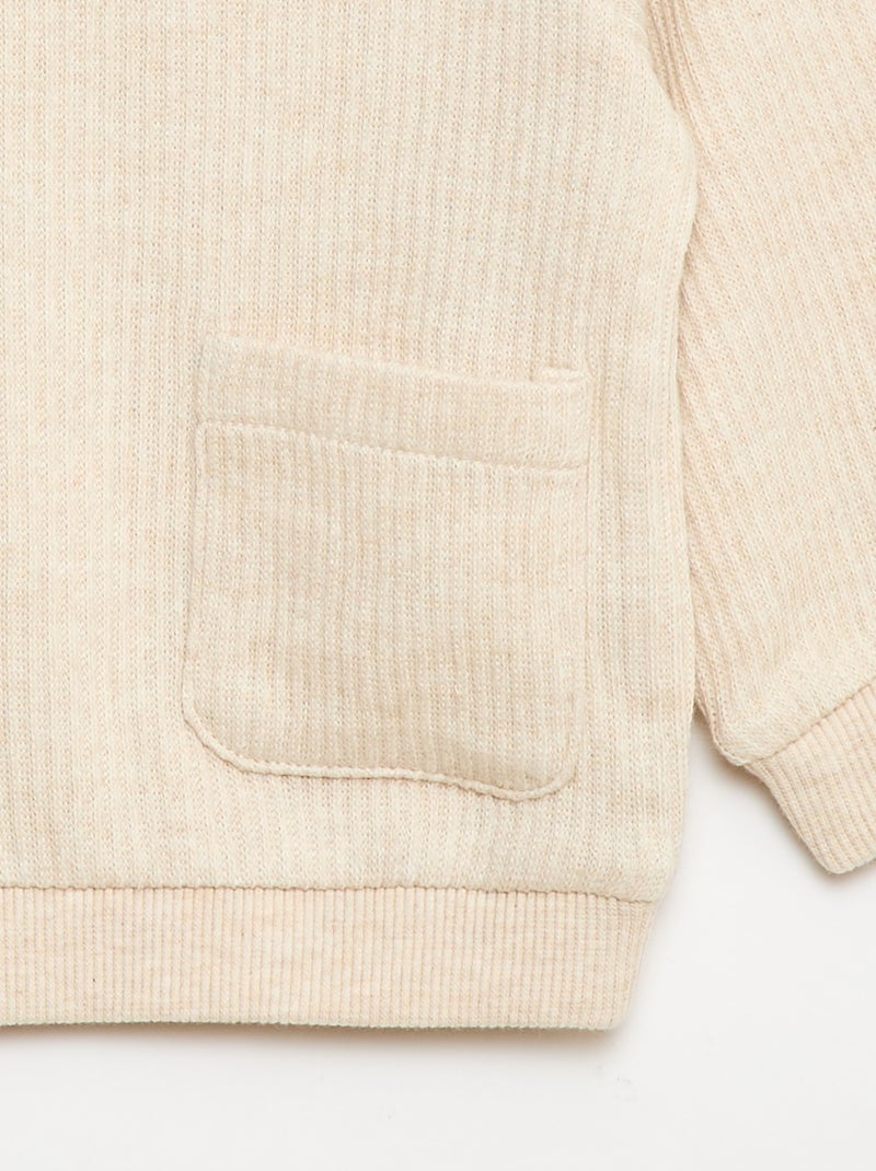 Conjunto sweat + leggings canelados - 2 peças Bege - Kiabi