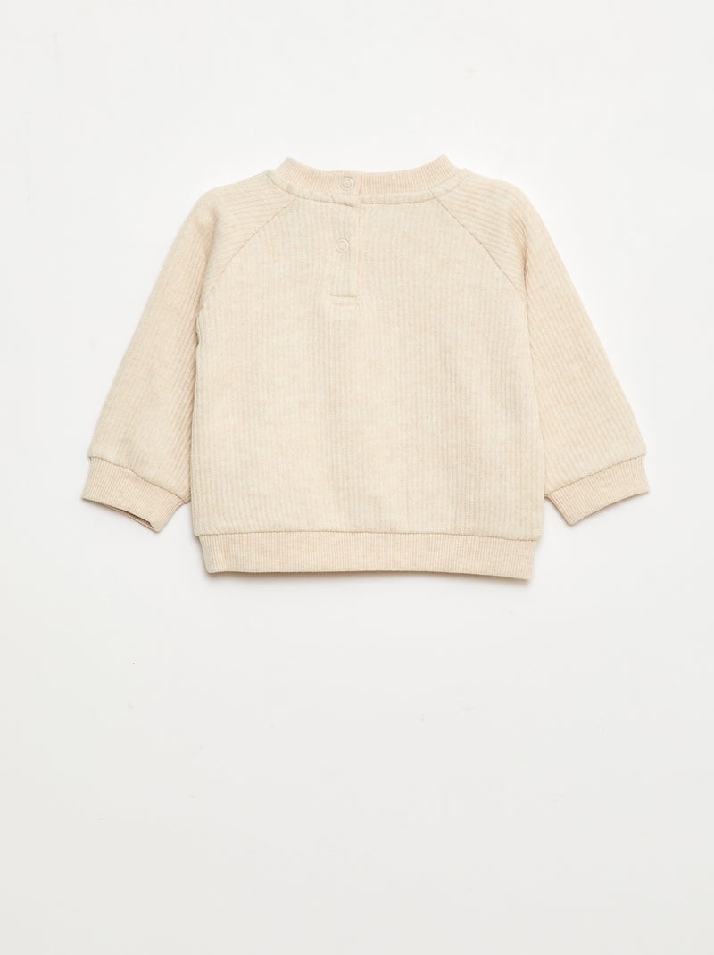 Conjunto sweat + leggings canelados - 2 peças Bege - Kiabi