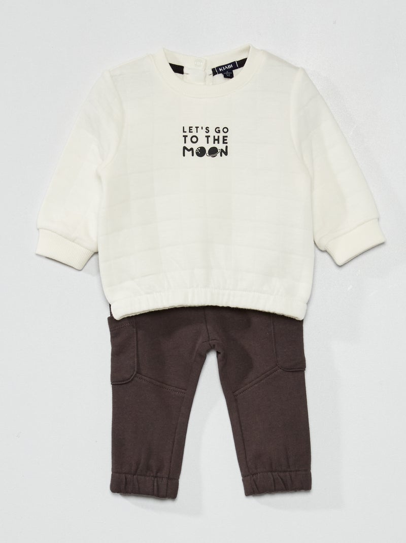 Conjunto sweatshirt acolchoada + calças saruel BRANCO - Kiabi