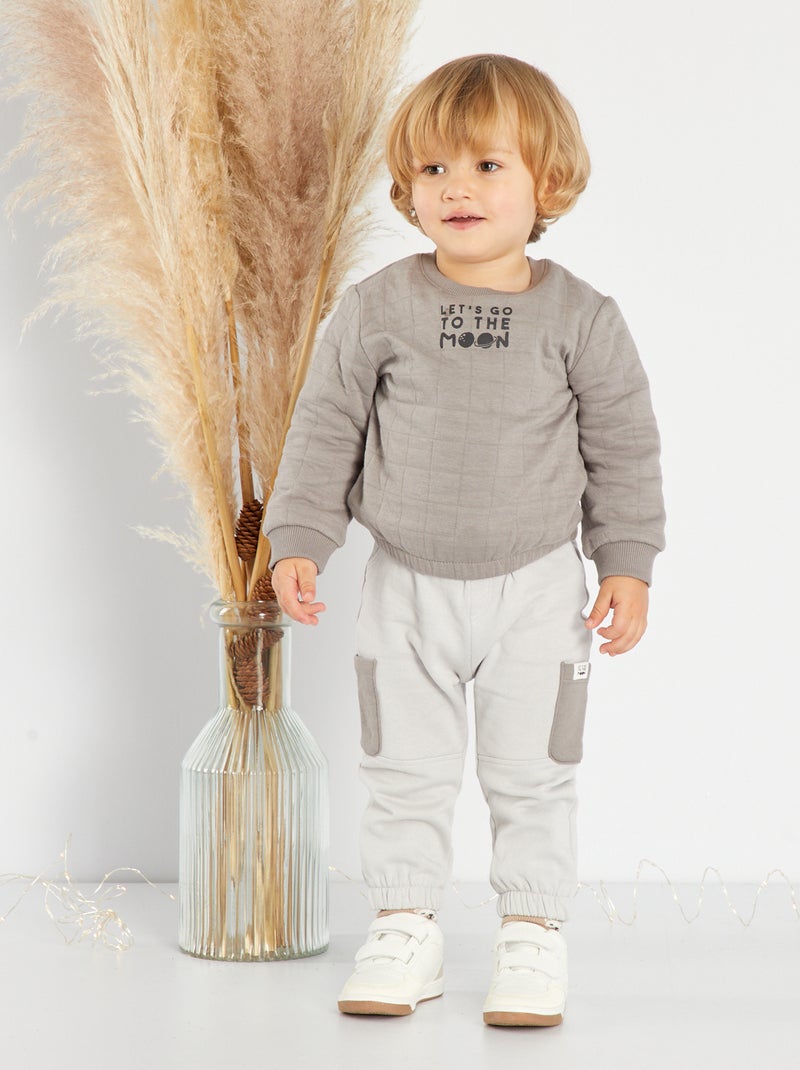 Conjunto sweatshirt acolchoada + calças saruel CINZA - Kiabi