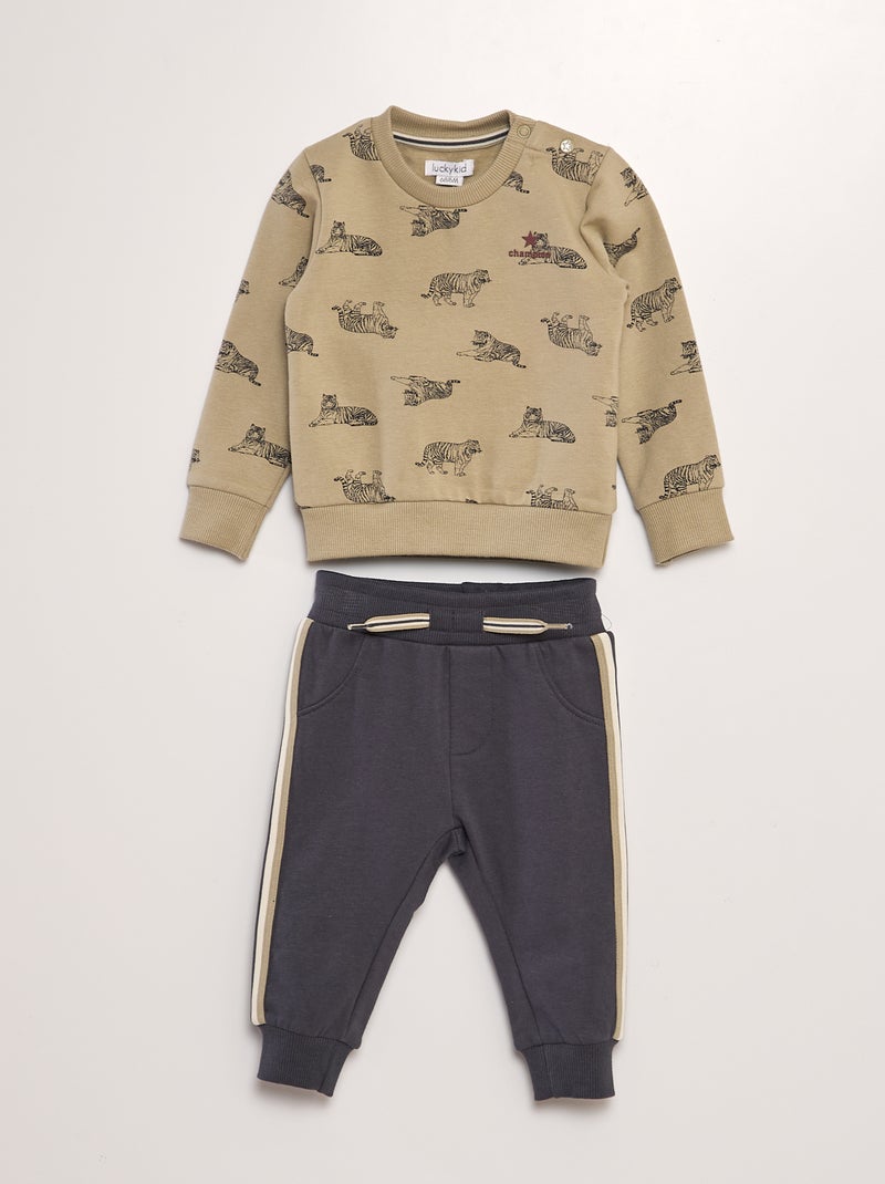 Conjunto sweatshirt + calças  - 2 peças - 'Van Gennip' BEGE - Kiabi