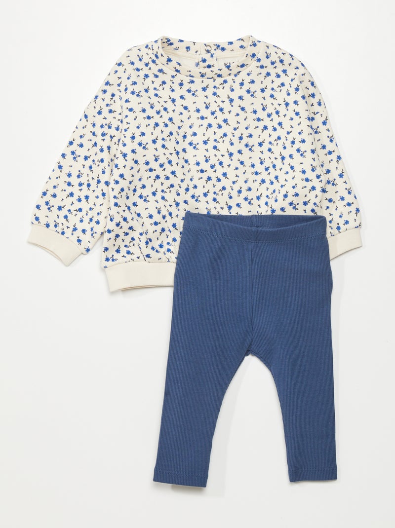 Conjunto sweatshirt + calças  - 2 peças AZUL - Kiabi
