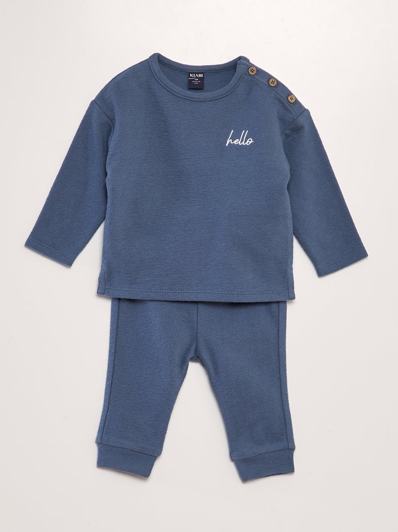 Conjunto sweatshirt + calças  - 2 peças AZUL - Kiabi