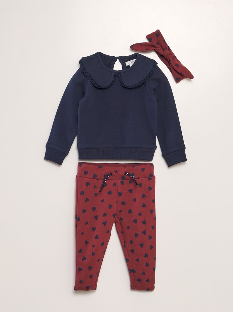 Conjunto sweatshirt + calças  - 2 peças AZUL - Kiabi