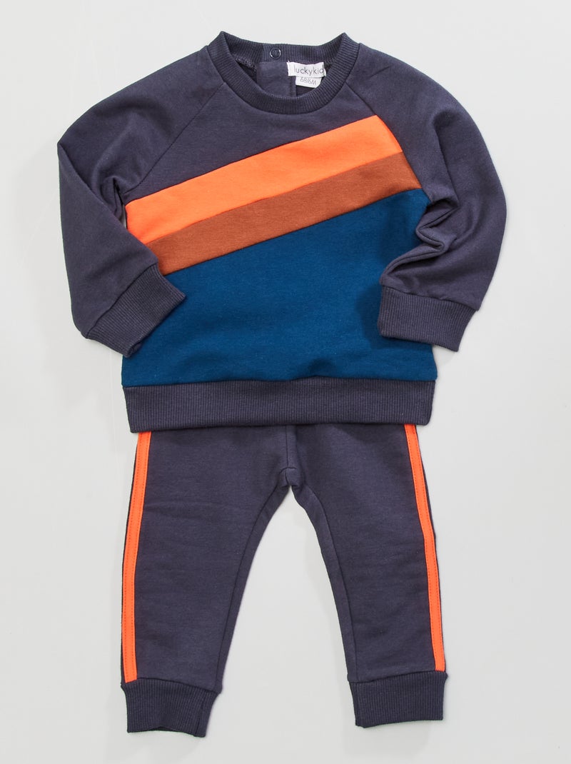 Conjunto sweatshirt + calças  - 2 peças Azul Marinho - Kiabi