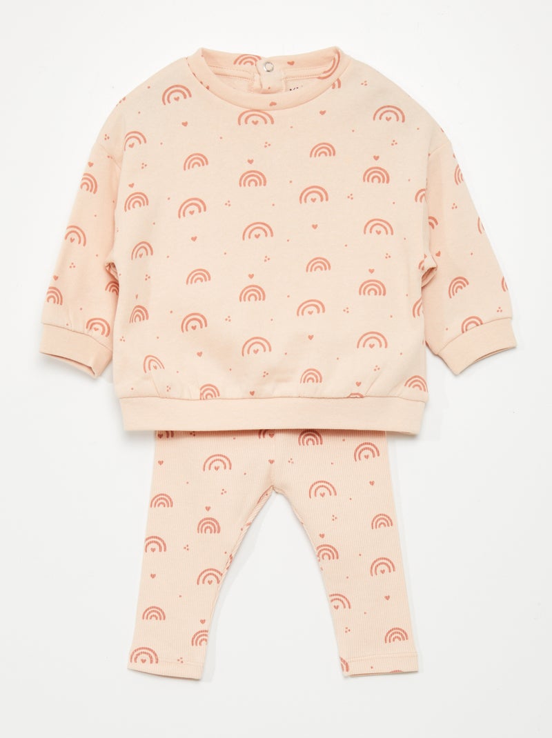 Conjunto sweatshirt + calças  - 2 peças BEGE - Kiabi