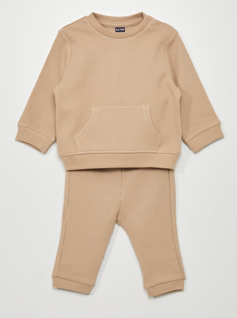 Conjunto sweatshirt + calças  - 2 peças BEGE - Kiabi