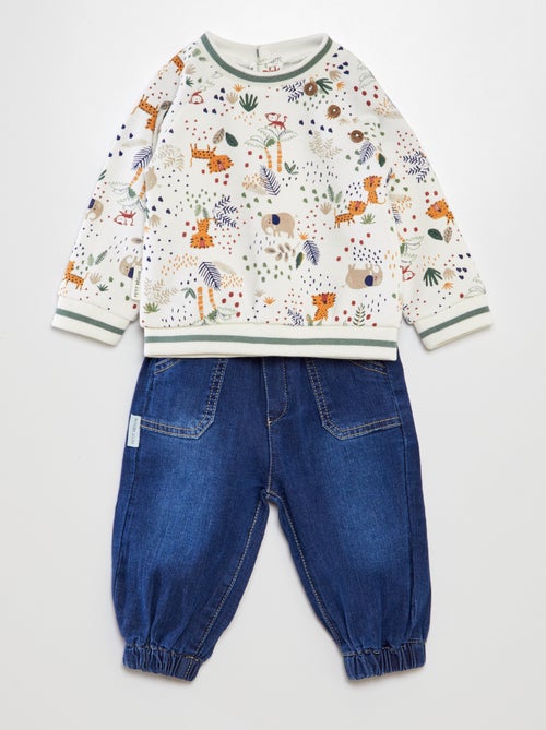 Conjunto sweatshirt + calças - 2 peças - Kiabi