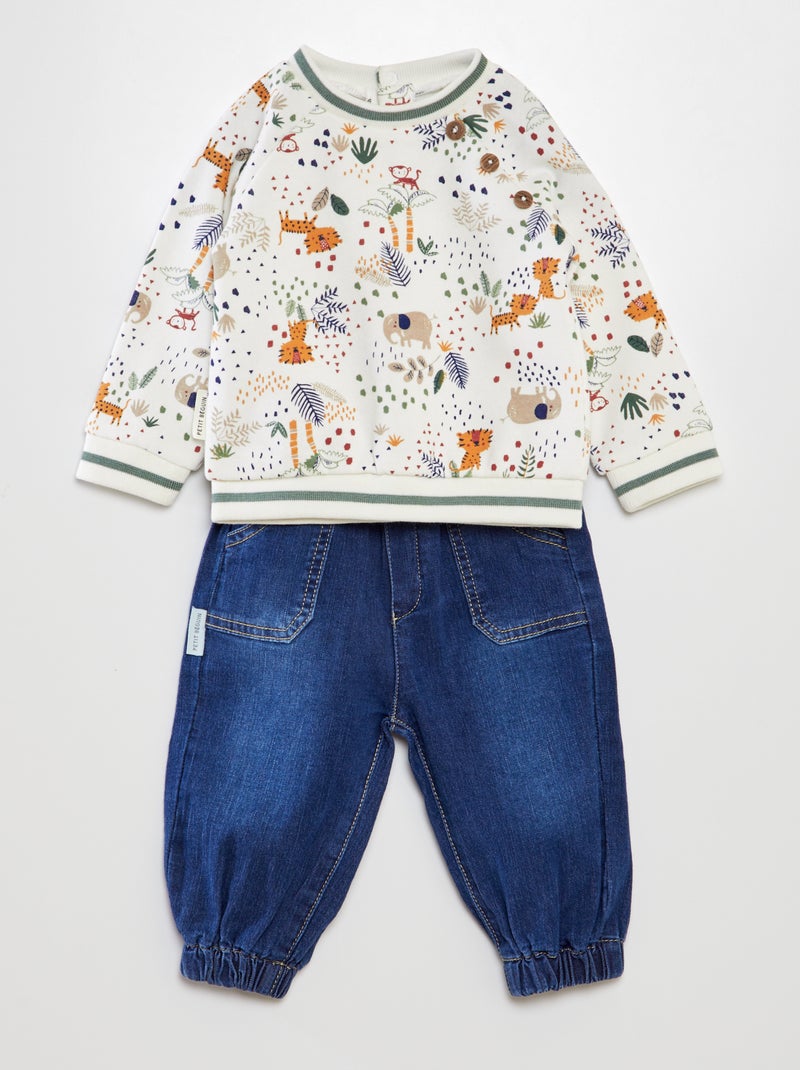 Conjunto sweatshirt + calças - 2 peças BEGE - Kiabi