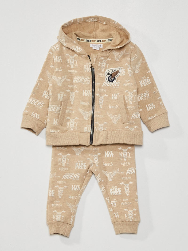 Conjunto sweatshirt + calças  - 2 peças bege - Kiabi