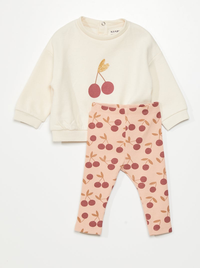 Conjunto sweatshirt + calças  - 2 peças BRANCO - Kiabi