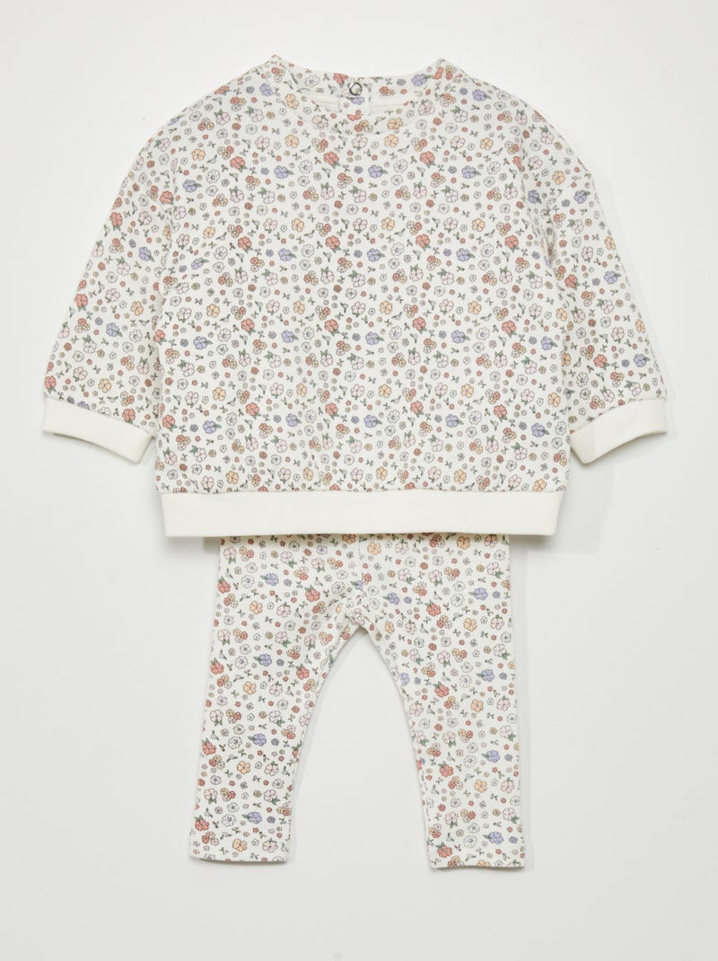 Conjunto sweatshirt + calças  - 2 peças BRANCO - Kiabi