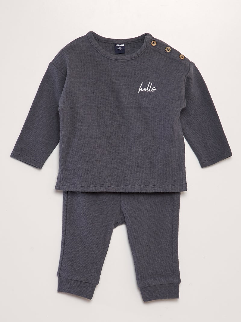 Conjunto sweatshirt + calças  - 2 peças CINZA - Kiabi