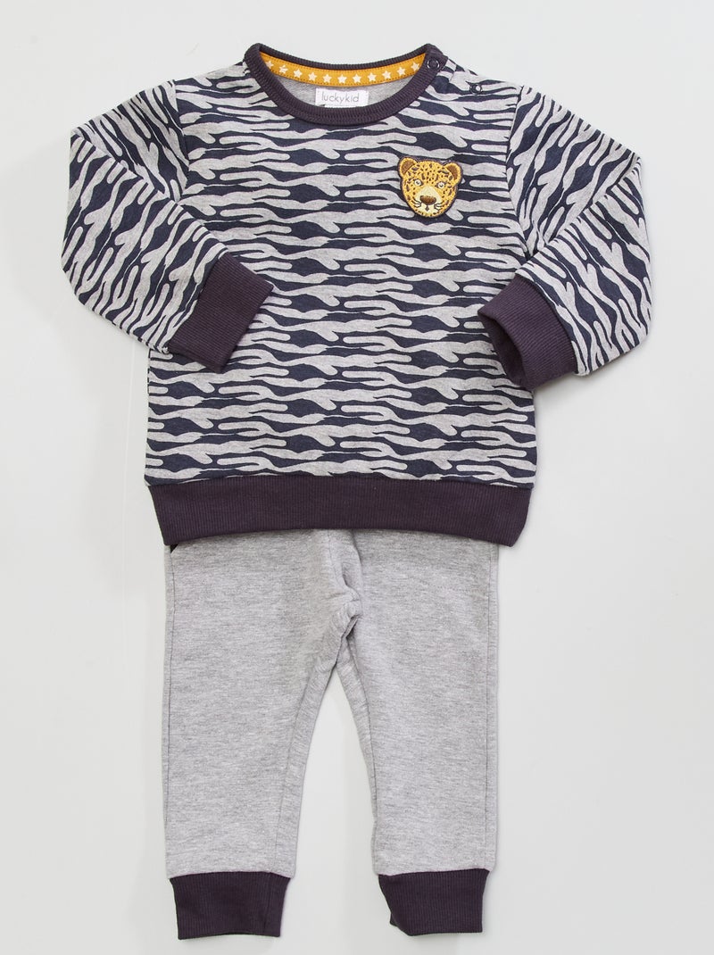 Conjunto sweatshirt + calças - 2 peças Cinza - Kiabi