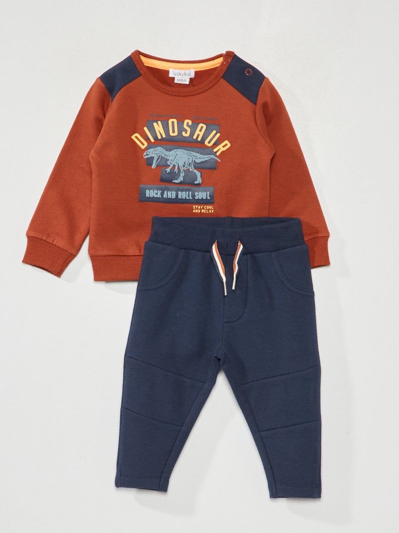 Conjunto sweatshirt + calças  - 2 peças LARANJA - Kiabi