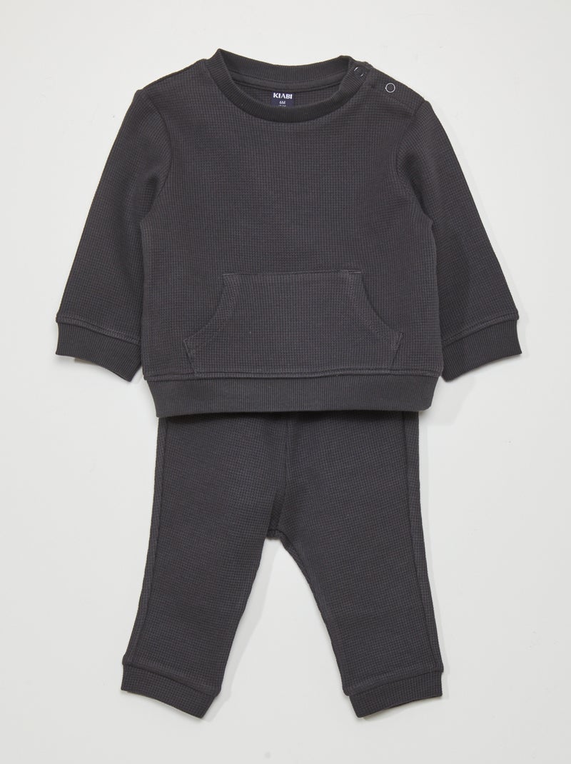 Conjunto sweatshirt + calças  - 2 peças PRETO - Kiabi