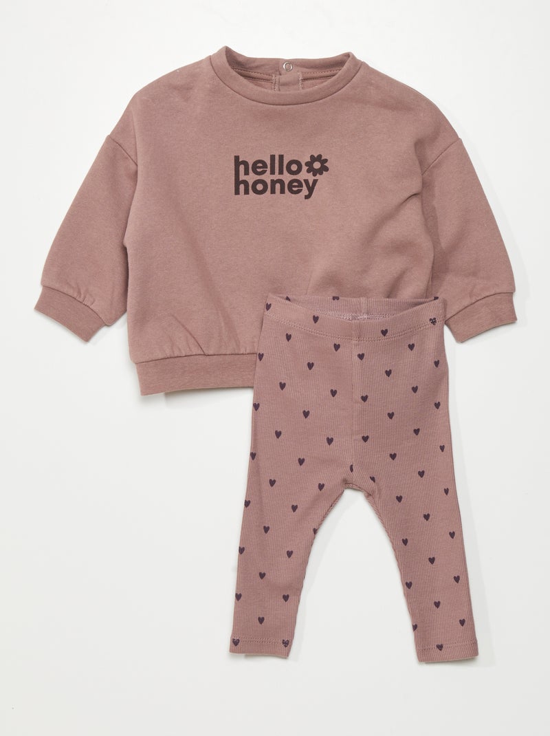 Conjunto sweatshirt + calças  - 2 peças ROSA - Kiabi