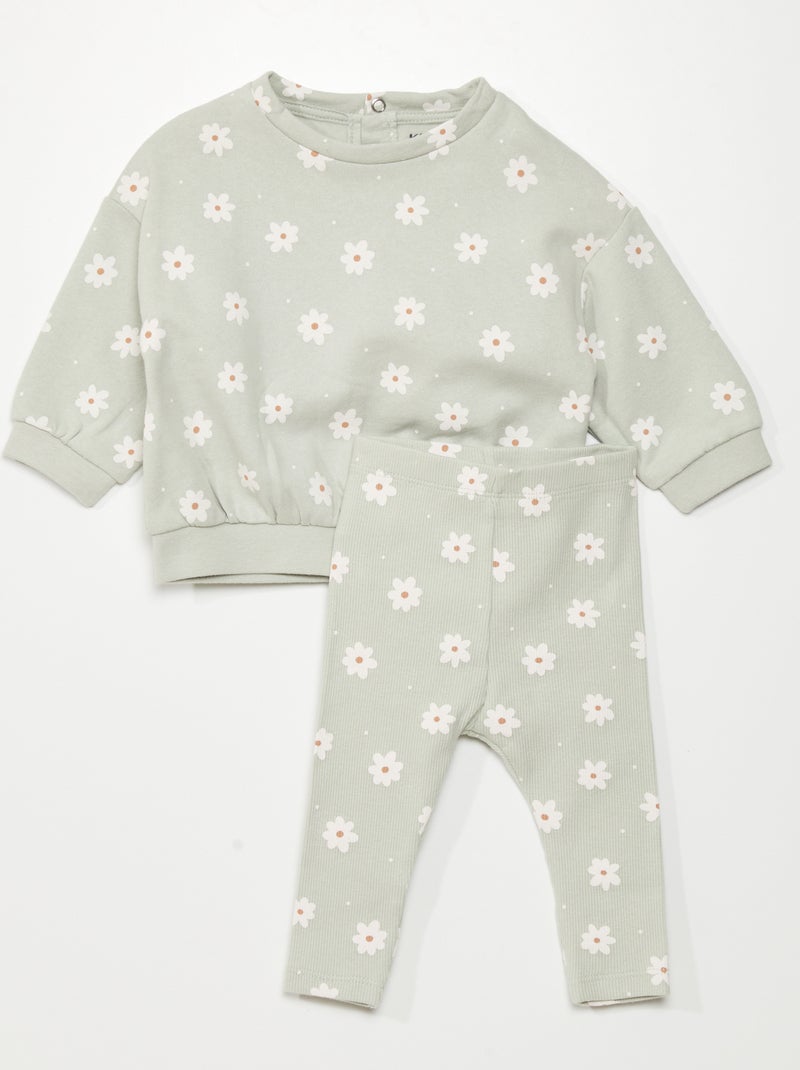 Conjunto sweatshirt + calças  - 2 peças VERDE - Kiabi
