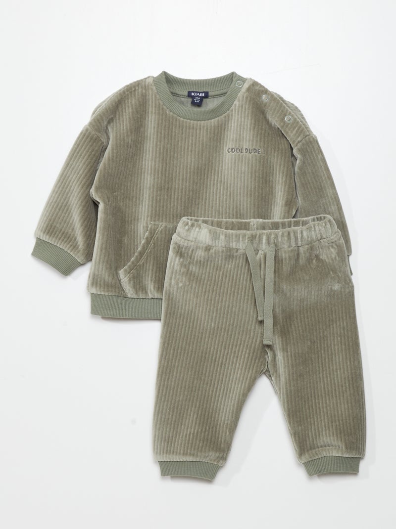 Conjunto sweatshirt + calças - 2 peças VERDE - Kiabi