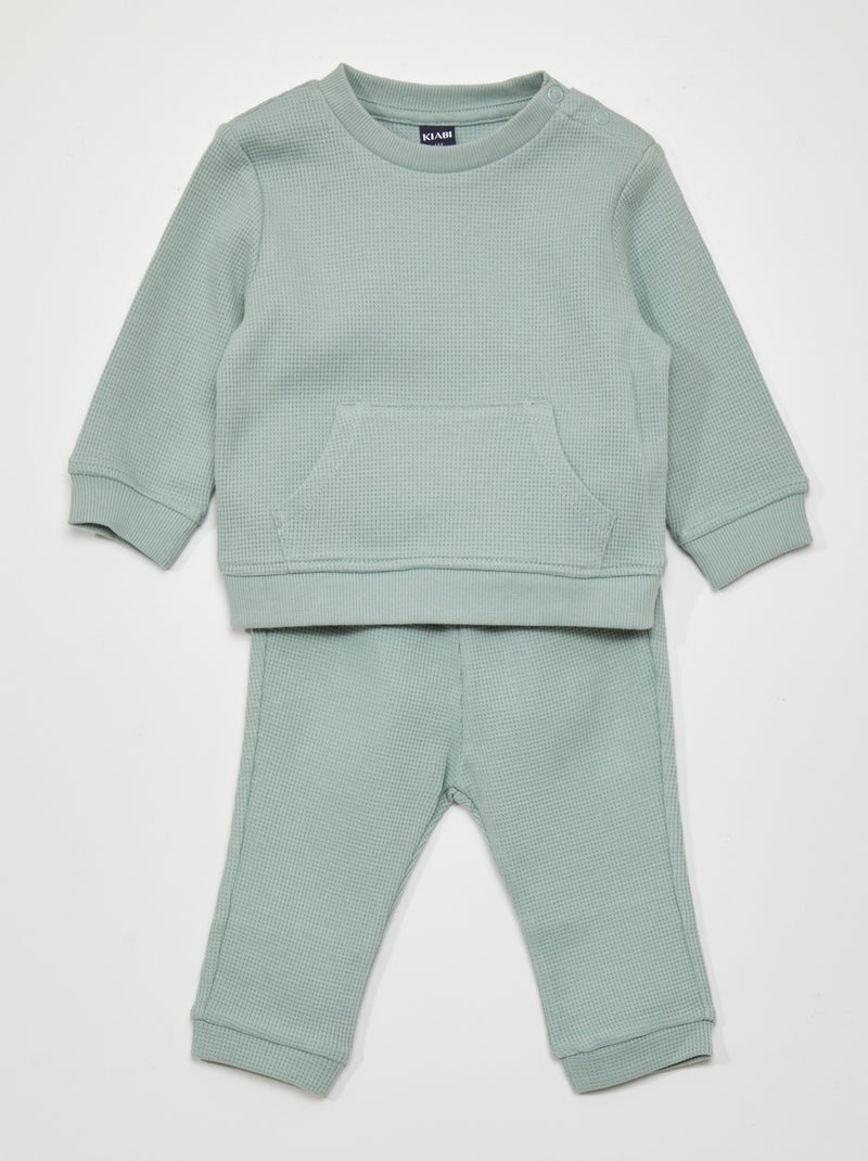 Conjunto sweatshirt + calças  - 2 peças VERDE - Kiabi
