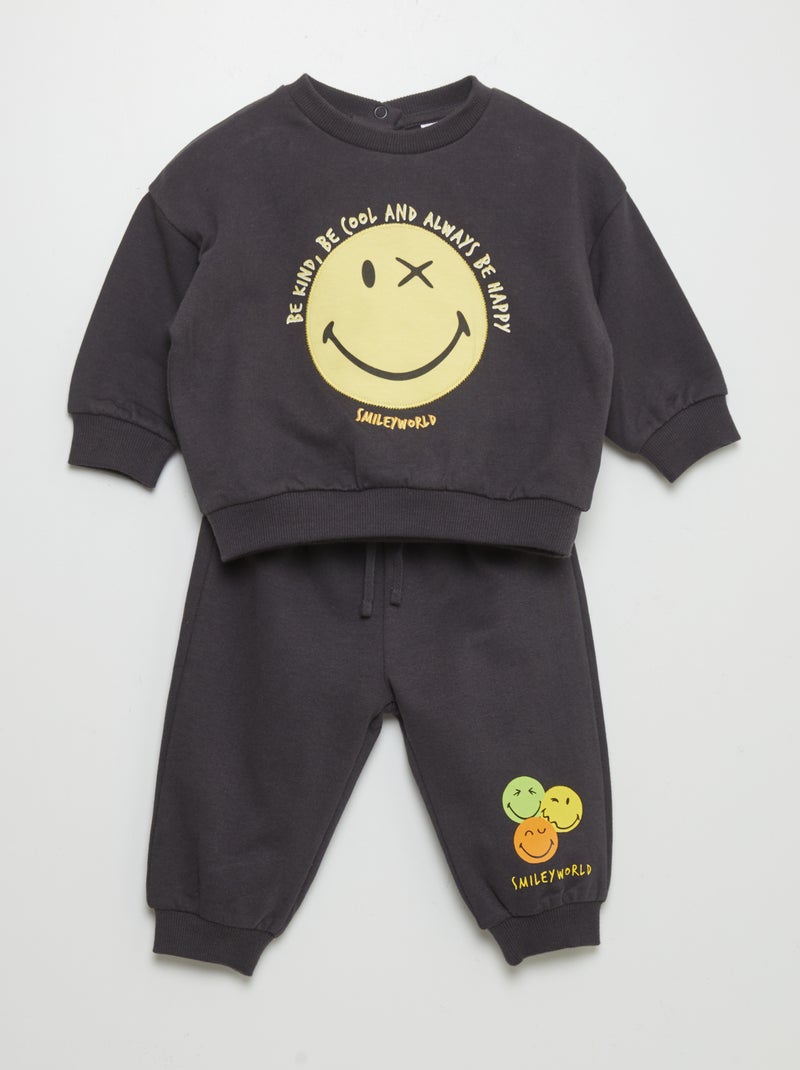 Conjunto sweatshirt + calças  - SmileyWorld PRETO - Kiabi