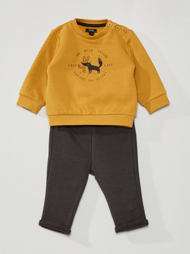 Conjunto sweatshirt + calças AMARELO - Kiabi