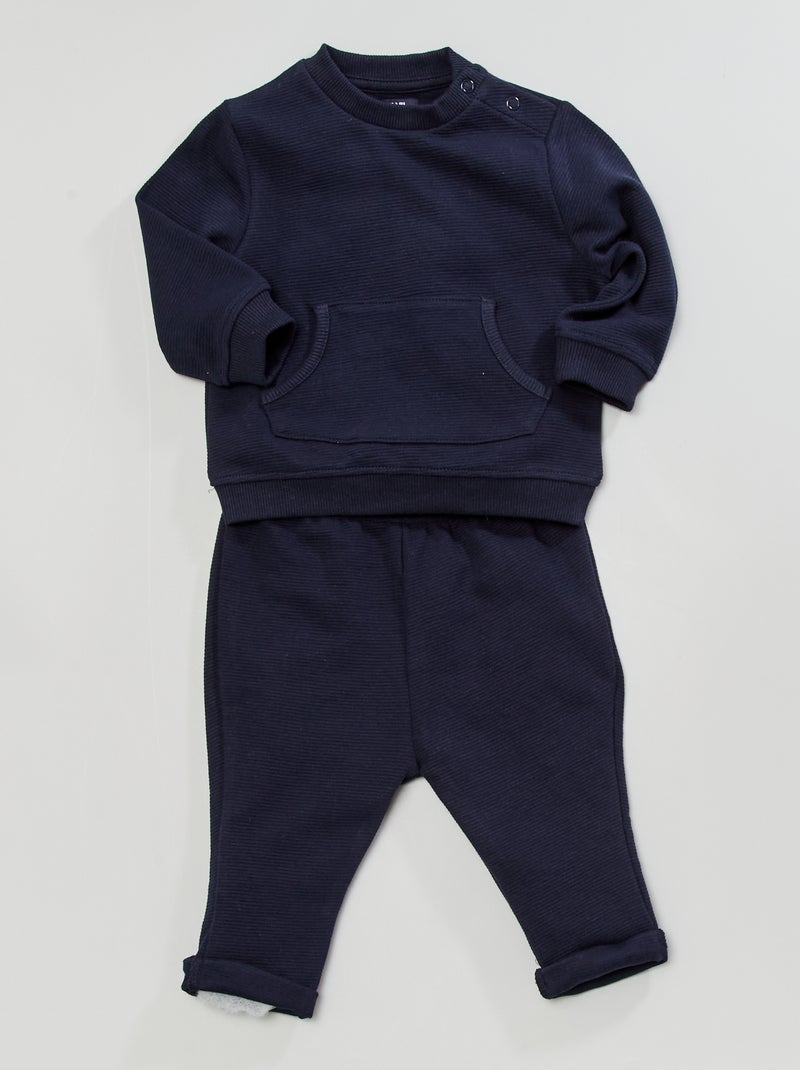 Conjunto sweatshirt + calças Azul Marinho - Kiabi